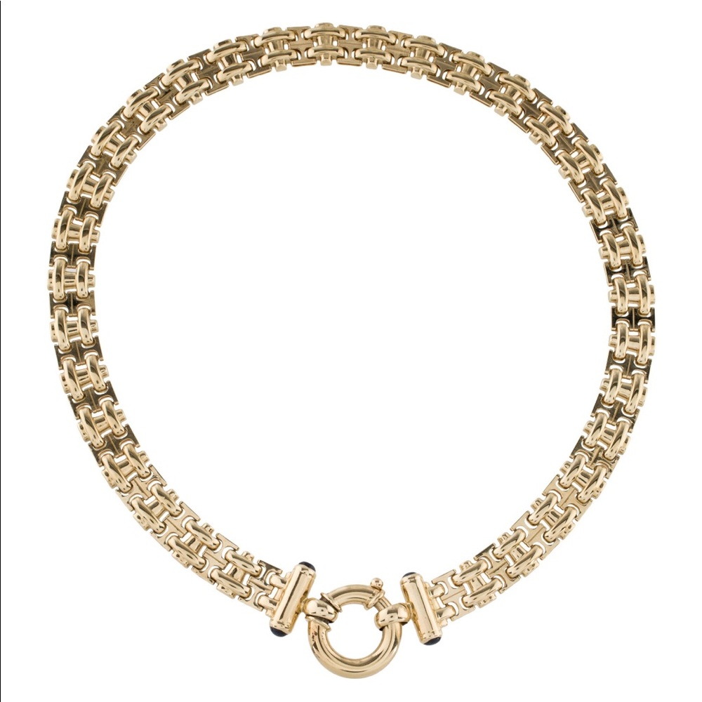 HEAVY ✨ 14K Yellow Gold Link sapphire Necklace